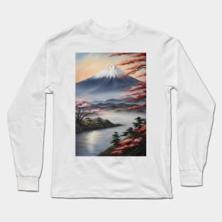 Japan Mount Fuji Oil Painting Art Long Sleeve T-Shirt